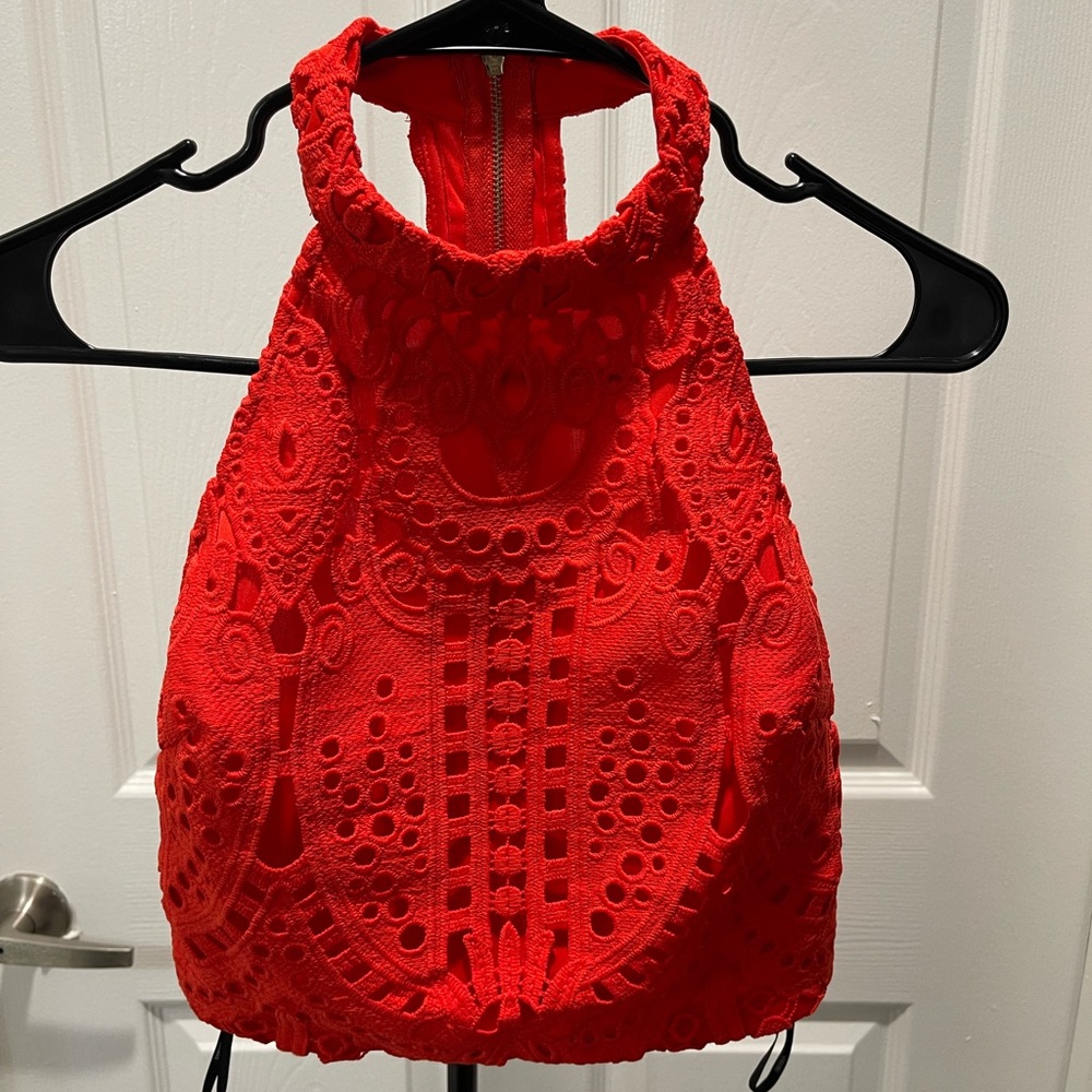 🛑 Forever 21 Vibrant Red Lace Halter Top